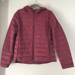 Old Navy Active Hooded Lightweight Puffer Jacket Burgundy Women's Sz Medium